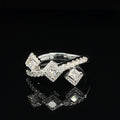 3-Stone Princess Diamond Halo Avant Garde Halo Ring in 18k White Gold - (#364-209 - RGDIA658064)