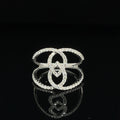 Diamond Ribbon Love Knot Double Band Ring in 18k White Gold - (#214 - RGDIA648596)