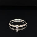 Diamond Baguette Solitaire Petite Pave Engagement Ring in 18k White Gold - (#218 - HRDIA005160)