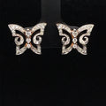 Diamond Butterfly Stud Earrings in 18k Rose Gold - (#21-HEDIA001387) - Divine & Timeless Jewelry