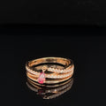 Rubellite Raindrop Dangle Diamond Multi-Arc Ring in 18k Rose Gold - (#220 - HRRUL000022)