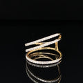 Innovative Diamond Triple Row Sideways Ring in 18k Yellow Gold - (#225 - HRDIA004566)