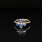 Blue Sapphire Oleander Diamond Promise Ring in 18k Yellow Gold - (#233 - HRSAP001994)