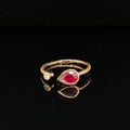 Pear Ruby & Diamond Bezel Open Twist Ring in 18k Rose Gold - (#246 - HRRUB002160)