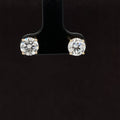 2ctw E-F/VS Lab Grown Diamond Round Solitaire Stud Earrings in 18k Yellow Gold - IGI Certified - #255 R200Y18R100