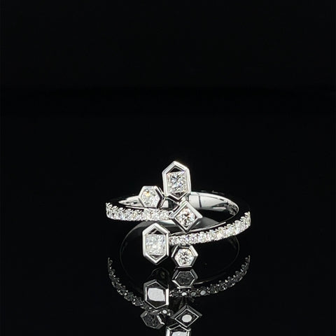 Diamond 0.40ctw Geometric Art Deco Bypass Ring in 18k White Gold - #267- RGDIA661400