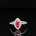 Ruby & Diamond 1.34ctw Marquise Cluster Vintage Ring in 18k White Gold - #270 - RGRUB054461