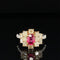 Ruby, Yellow & White Diamond 3.75ctw Chandelier Cluster Ring in 18k Two-Tone Gold - #271 - RGRUB099947