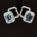 Aquamarine & Diamond 4.83ctw Emerald Cut Double Halo Earrings in 18k White Gold - #283 - ERAQU006162