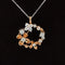 Diamond 0.75ctw Holiday Floral Wreath Pendant Gift Necklace in 18k Two-Tone Gold - #290 - PDDIA348723