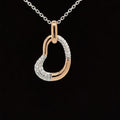 Diamond 0.18ctw French Pave Asymmetrical Heart Halo Necklace in 18k Two-Tone Gold - #293 - PDDIA349101