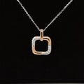 Diamond 0.15ctw Art Deco Square Halo Pendant Necklace in 18k Two-Tone Gold - #346-294 - PDDIA349089