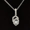 Diamond 0.32ctw Princess Solitaire Double Geometric Halo Necklace in 18k White Gold - #296 - PDDIA346965-