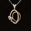 Diamond 0.45ctw Halo Ribbon Bow-Tie Present Pendant Necklace in 18k Two-Tone Gold - #299 - PDDIA347145 -