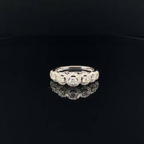 Diamond Multi-Halo Cluster Anniversary Ring in 18k White Gold - (#29-HRDIA000792) - Divine & Timeless Jewelry