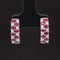 Ruby & Diamond 1.59ctw Checkerboard U-Shaped Hoop Earrings in 18k White Gold - #331 - ERRUB042386