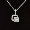 Princess Diamond Solitaire 0.34ctw Double Cushion Halo Necklace in 18k White Gold - #300 - PDDIA346977