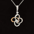 Diamond 0.56ctw Heart Halo Flower Pendant Necklace Gift in 18k Two-Tone Gold - #302 - PDDIA348759