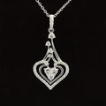 Raindrop Diamond 0.62ctw Halo Heart Paisley Pendant Necklace in 18k White Gold - #303 - PDDIA317889