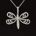 Pave Diamond 0.76ctw Elegant Dragonfly Pendant Necklace in 18k White Gold - #341-304 - PDDIA159857