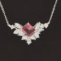 Pink Tourmaline & Diamond 2.71ctw Cluster Wreath Chevron Necklace in 18k White Gold - #307 - NLTOM000084