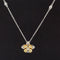 Yellow & White Diamond 0.75ctw Double Flower Cluster Raindrop Necklace in 18k Two-Tone Gold - #320 - NLDIA068230