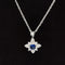 Blue Sapphire & Diamond 0.36ctw Flower Cluster Pendant Necklace in 18k White Gold - #324 - NLSAP014774