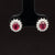 Ruby & Diamond 1.40ctw Classic Halo Cluster Earrings in 18k White Gold - #329 - HERUB000975