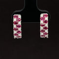 Ruby & Diamond 1.59ctw Checkerboard U-Shaped Hoop Earrings in 18k White Gold - #331 - ERRUB042386