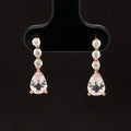 Morganite & Diamond 1.39ctw Raindrop Linear Dangle Earrings in 18k Rose Gold - #334 - ERMOR000030