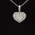 Diamond 1.09ctw Heart Solitaire Double Lace Cluster Necklace in 18k White Gold - #348 - PDDIA346281