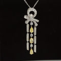 Yellow & White Diamond 1.67ctw Ribbon Chandelier Bow Tie Necklace in 18k Two-Tone Gold - #352 - PDDIA348543
