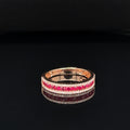 Oval Ruby & Diamond 0.89ctw Triple Row Wedding Band Ring in 18k Rose Gold - #355 - RGRUB104987