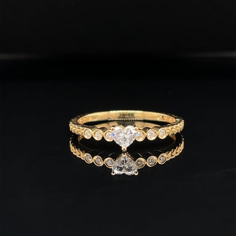 Diamond 0.22ctw Heart Solitaire Bezel Engagement Ring in 18k Yellow Gold - #371- RGDIA668270