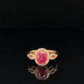 Ruby & Diamond Oval Halo Cluster Raindrop Ring in 18K Rose - (#37 - HRRUB001320) - Divine & Timeless Jewelry
