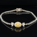 Fancy Yellow & White Diamond 1.31ctw Leaf Cluster Tennis Bracelet in 18k Two-Tone Gold - #380 - BRDIA090773
