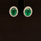 Emerald & Diamond 3.79ctw Oval Cluster Halo Stud Earrings in 18k White Gold - #382 - EREME027472
