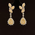 Fancy Yellow & White Diamond 2.55ctw Raindrop Linear Dangle Earrings in 18k Two- Tone Gold - #383 - ERDIA353606