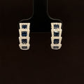 Blue Sapphire & Diamond 1.78ctw Stacked Half Hoop Earrings in 18k White Gold - #389 - ERSAP093518
