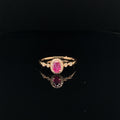 Ruby & Diamond Halo Cluster Geometric Ring in 18k Rose Gold - (#38-HRRUB000498) - Divine & Timeless Jewelry