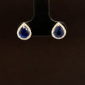 Raindrop Sapphire & Diamond 1.56ctw Halo Stud Earrings in 18k White Gold - #390 - ERSAP093668