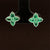Emerald & Diamond 1.18ctw Cabochon Flower Earrings in 18K White Gold - #391- EREME027826