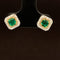 Emerald & Diamond 0.56ctw Cushion Milgrain Earrings in 18K Two-Tone Gold - #394 - EREME027754