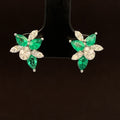 Emerald & Diamond 1.21ctw Formal Garden Cluster Earrings in 18k Two-Tone Gold - #395 - EREME027712-