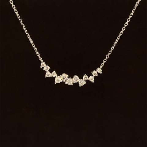 Diamond 0.45ctw Cluster Chevron Necklace in 18k White Gold - #398 - NLDIA068302