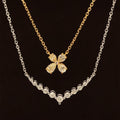 Fancy Yellow & Diamond 0.86ctw Chevron Double Layer Necklace in 18k Two-Tone Gold  - #400 - NLDIA068572