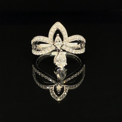 Diamond 0.78ctw Crown Filigree Ring in 18k White Gold - #423 - RGDIA650996