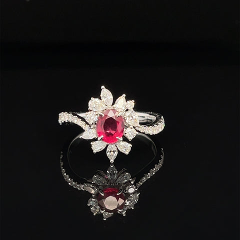 Ruby & Diamond 1.41ctw Engagement Ring in 18k White Gold - #425 - RGRUB105161