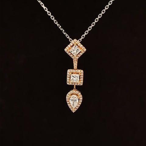 Fancy Yellow & White Diamond Anniversary Pendant in 18k Rose Gold - #472 - PDDIA348267
