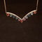 Rainbow Sapphire Droplet & Diamond Chevron Necklace in 18k Rose Gold - #482 - NLSAX006373